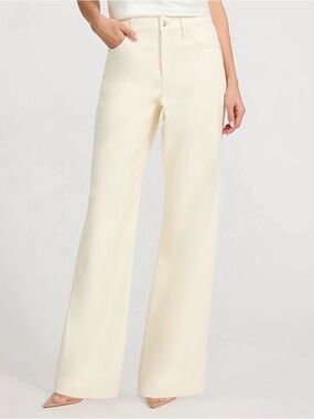 Express Ivory Vegan Leather Wide Leg High Rise Pants size 2